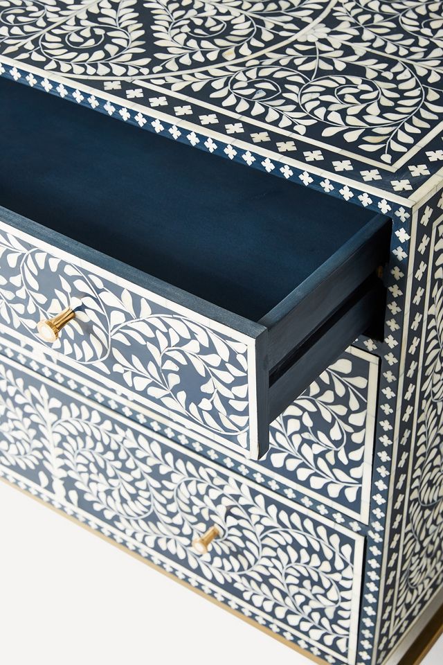 Scroll Vine Inlay Three-Drawer Dresser #4