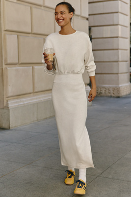 daily practice by anthropologie fitted ruched maxi dress Daily Practice by Anthropologie Ruched Dress