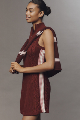 Daily Practice By Anthropologie Daily Practice Side Lines Half-zip Mini Dress In Brown