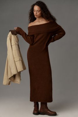 Daily Practice Schulterfreies Foldover-Midikleid