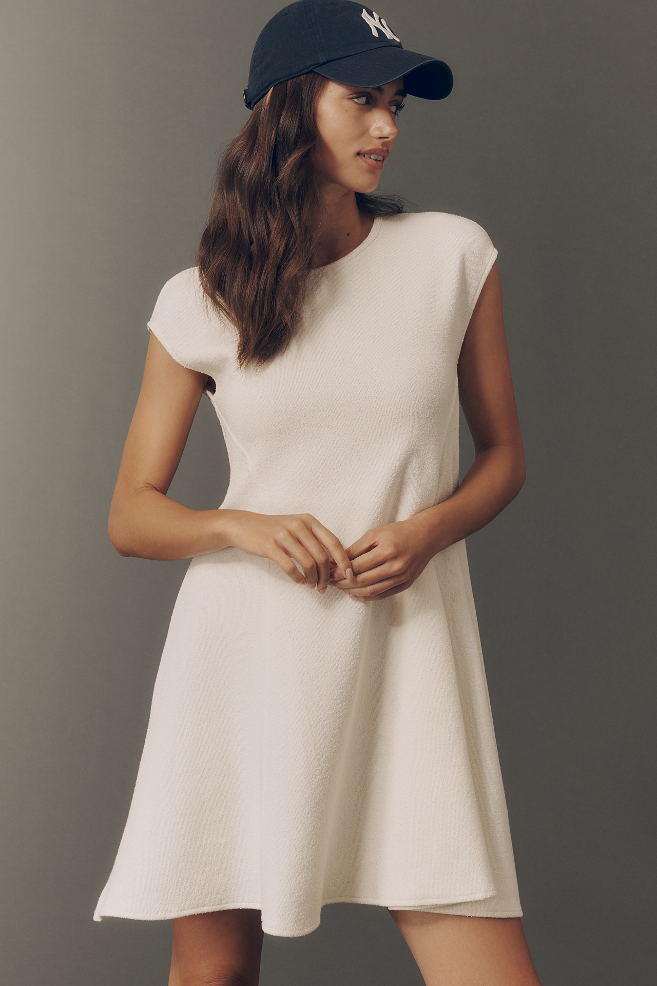 Daily Practice Textured Cap-Sleeve Dress