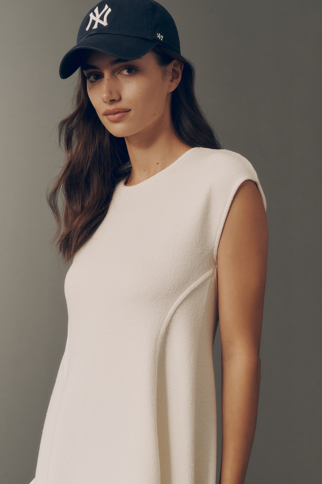 Daily Practice Textured Cap-Sleeve Dress