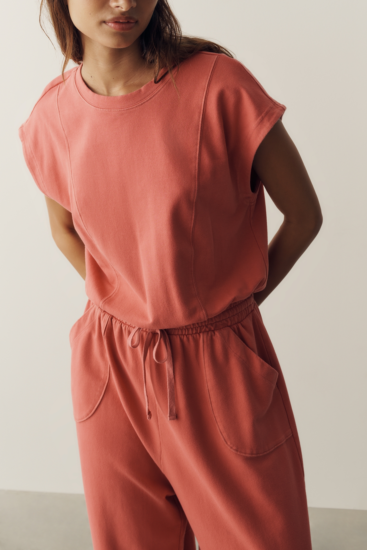 Daily Practice Short Sleeve Knit Jumpsuit