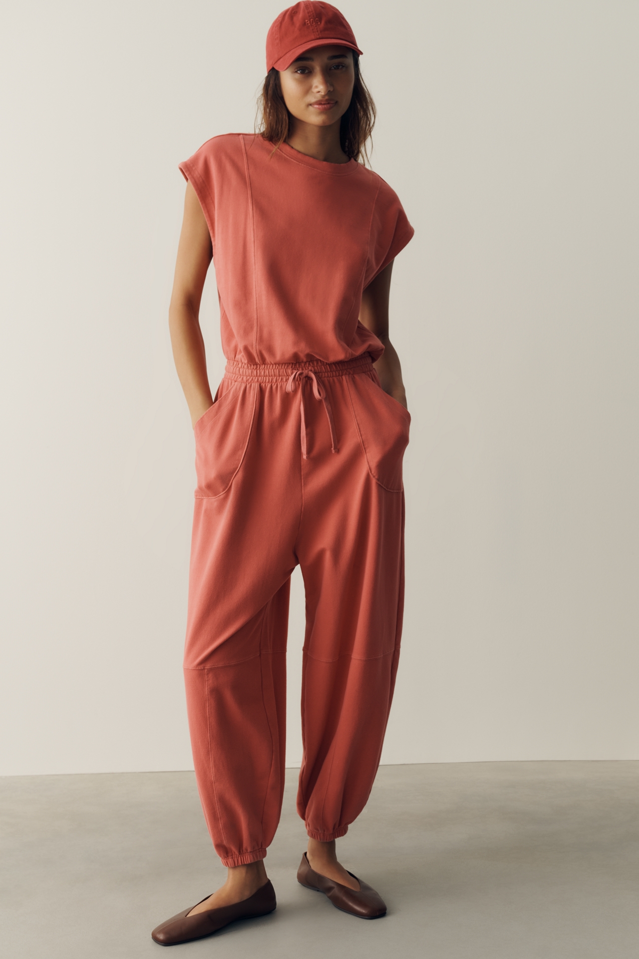 Daily Practice Short Sleeve Knit Jumpsuit