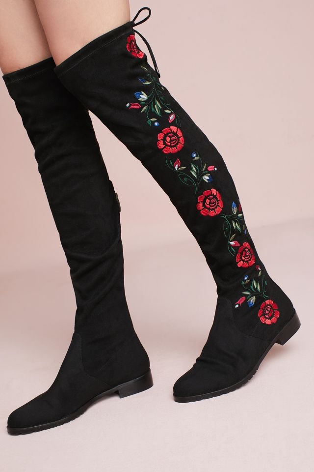 Embroidered over 2025 the knee boots