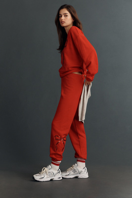 Beach Riot X Anthropologie Nash Sequin Bow Sweatpants In Red