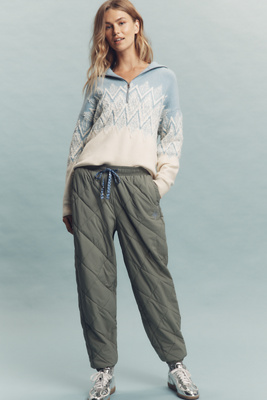 Daily Practice By Anthropologie Daily Practice Quilted Bomber Drawstring Pants In Green