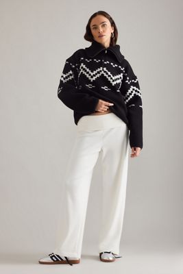 4th & Reckless Mahlin Foldover Waist Ribbed Wide-Leg Trousers