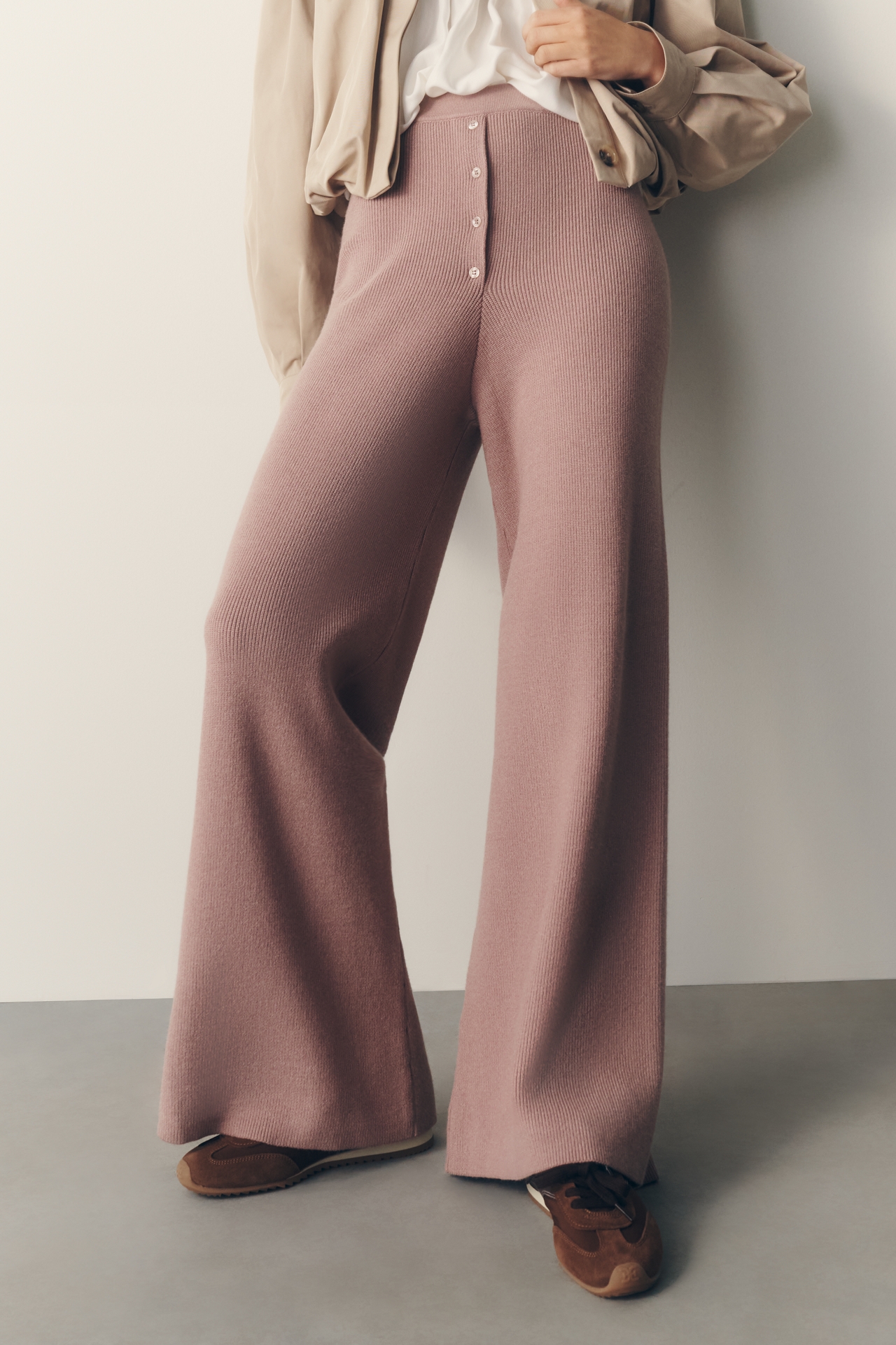 Daily Practice Knit Wide-Leg Trousers
