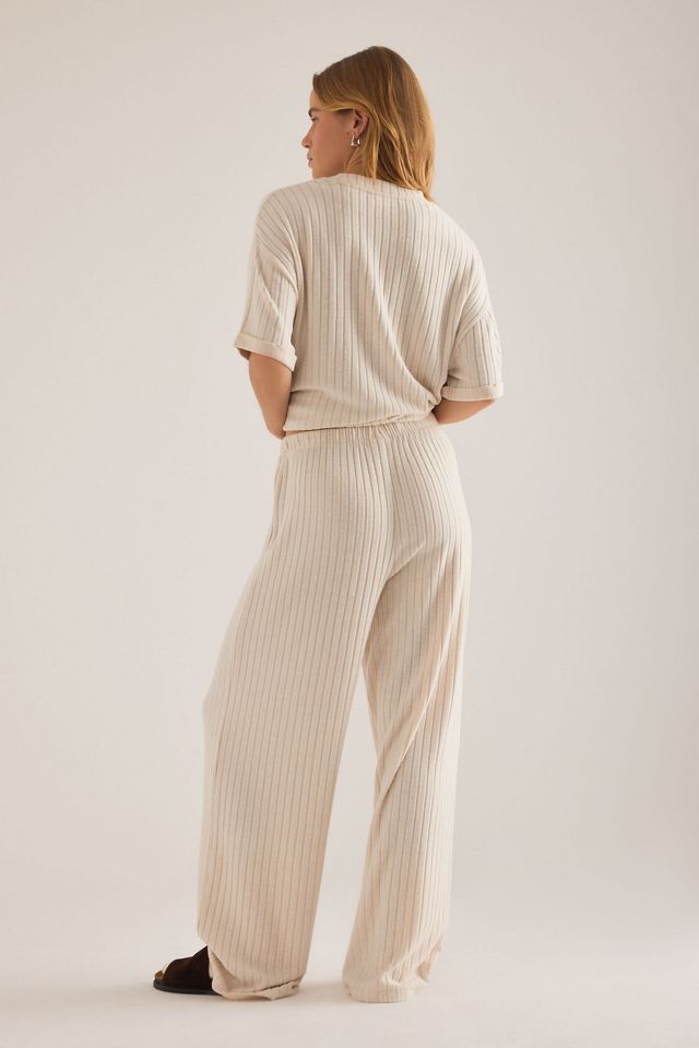 Chelsea Peers Ribbed Wide-Leg Lounge Trousers #1
