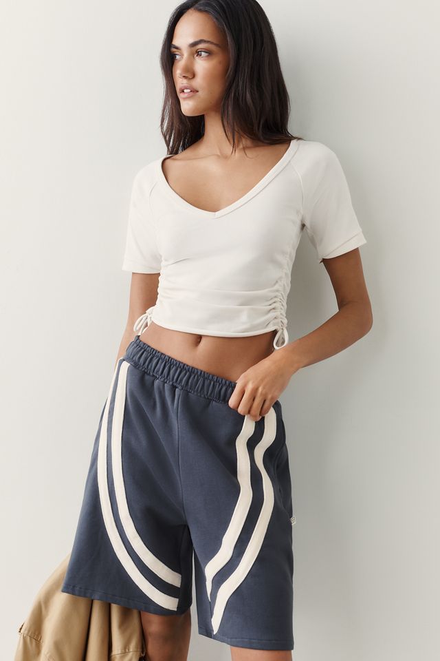 Araminta James 100% Cotton Barrel Leg Track Shorts | Anthropologie