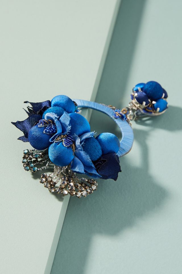 Cobalt Flower Drop Earrings #1