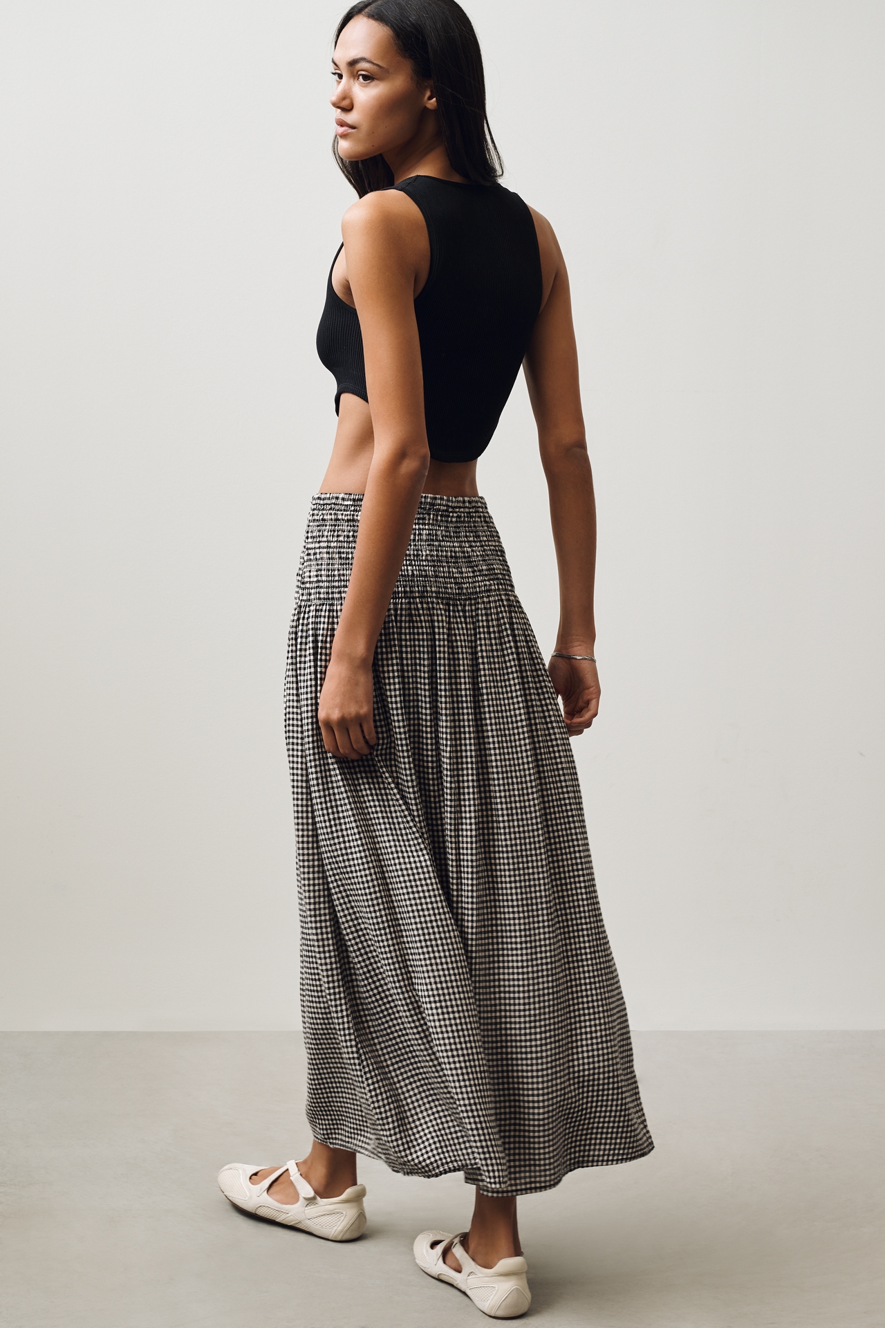 Z Supply Brooke Smocked-Waist Midi Skirt