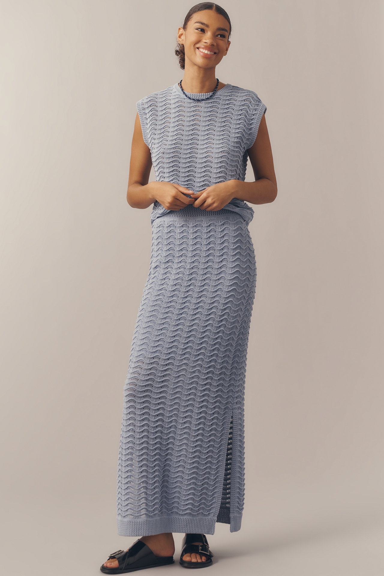Bernardo Wave Pointelle Maxi Skirt
