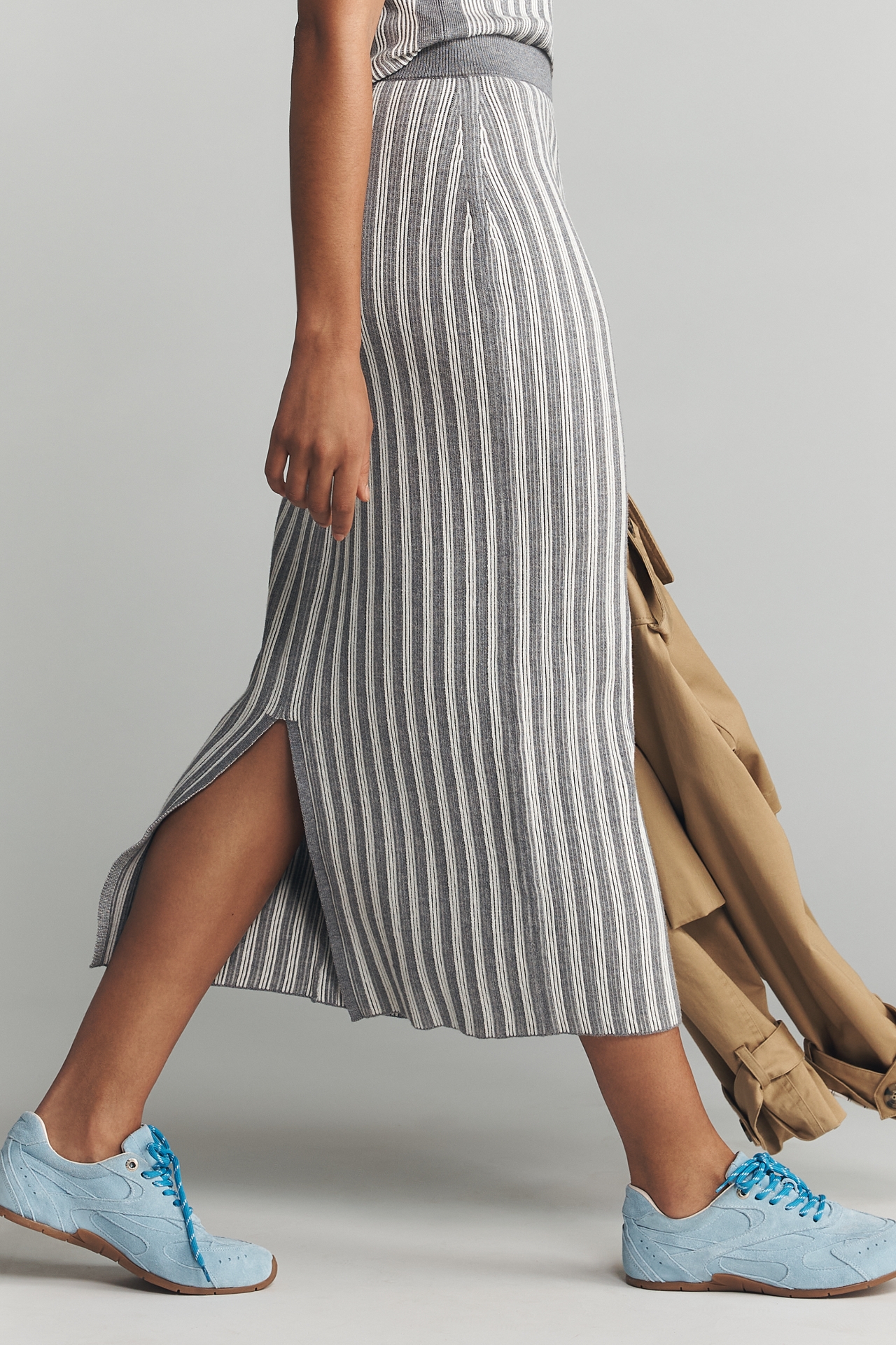 Varley Mairead Ribbed Knit Midi Skirt