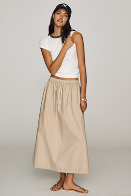 Varley Cambria Midi Skirt In Beige