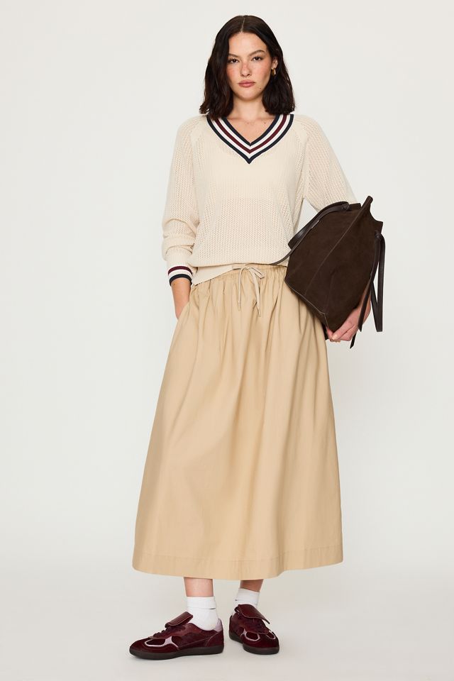 Varley Cambria 100% Cotton Drawstring Midi Skirt #1