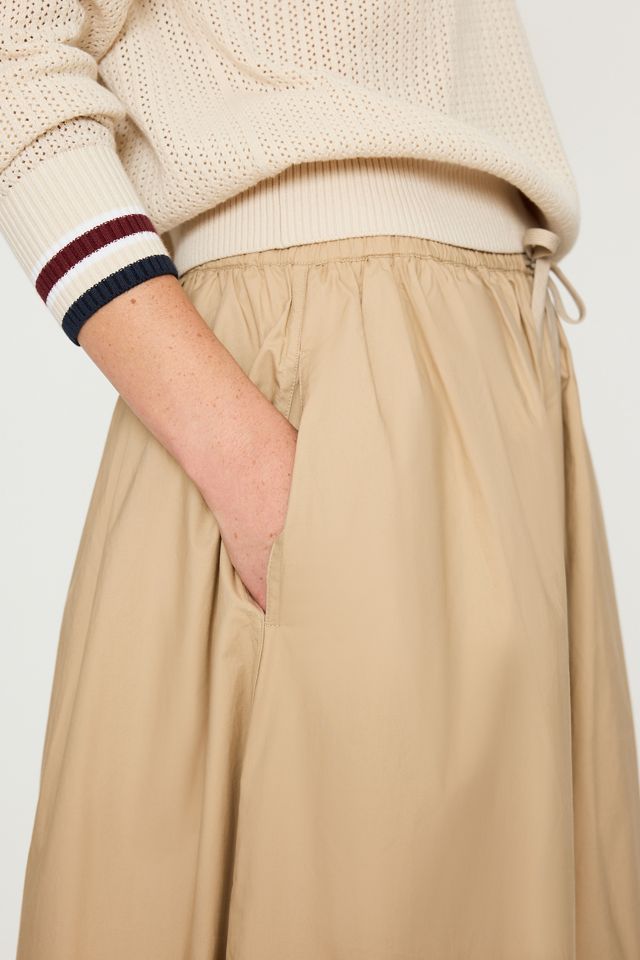 Varley Cambria 100% Cotton Drawstring Midi Skirt #4