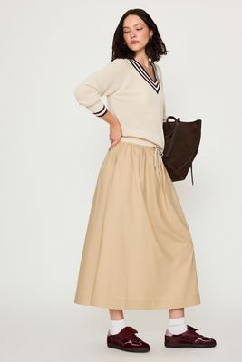Varley Cambria 100% Cotton Drawstring Midi Skirt