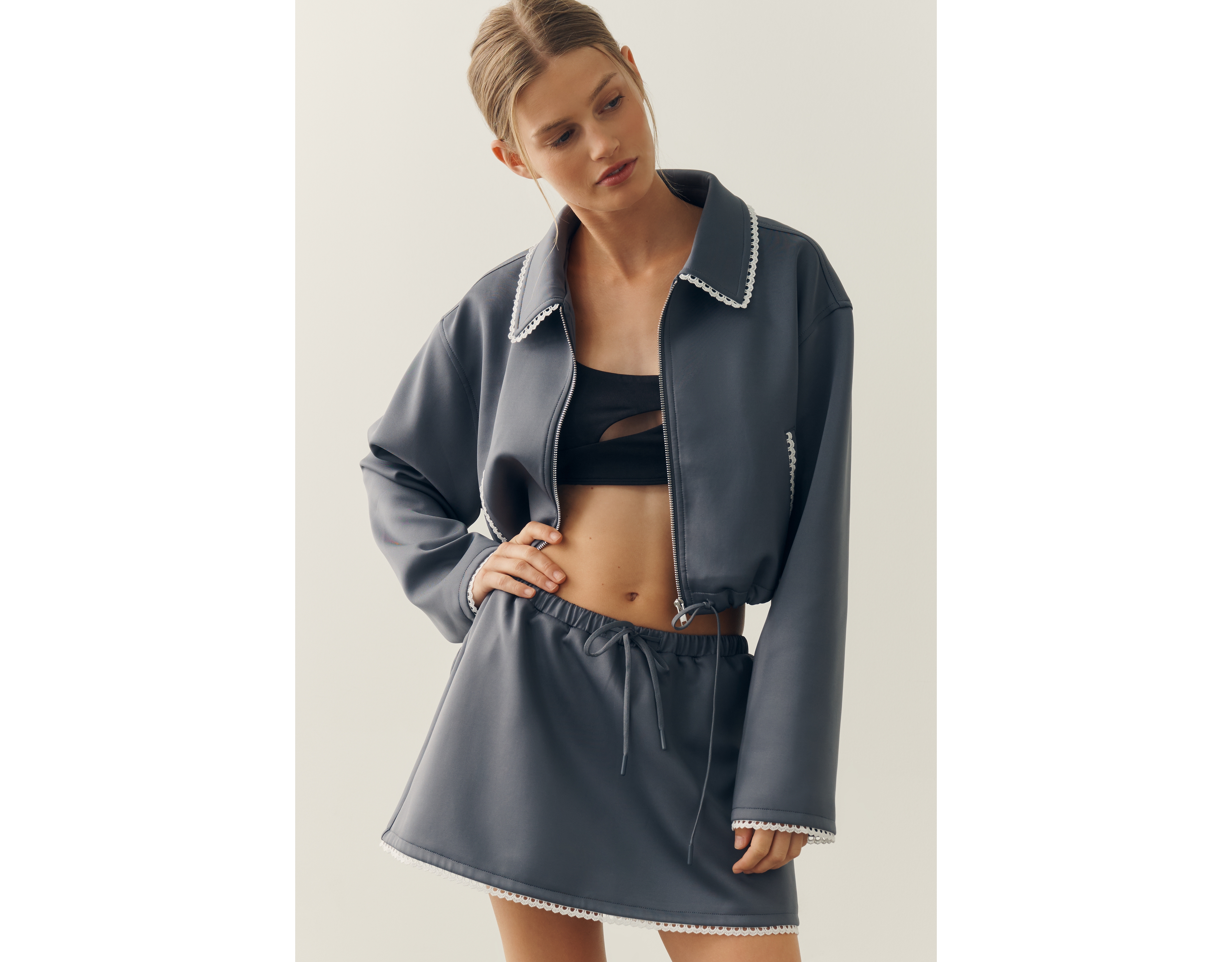 Daily Practice Lace Trim Mini Skirt