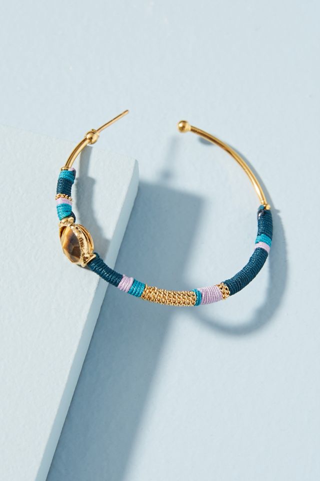 Denim Acreole Hoop Earrings #1