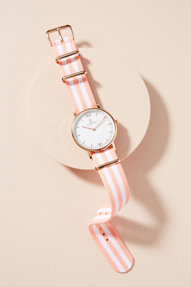 Peach Striped Watch #1