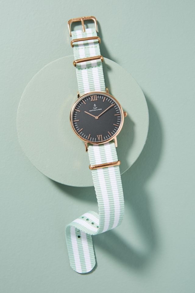 Green Striped Watch | Anthropologie