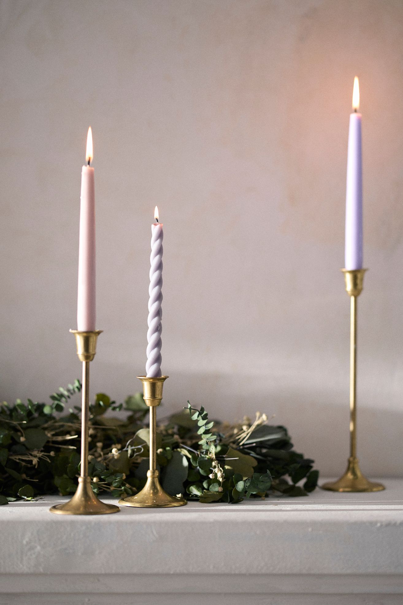 Antiqued Brass Candlestick, Tall - Multi