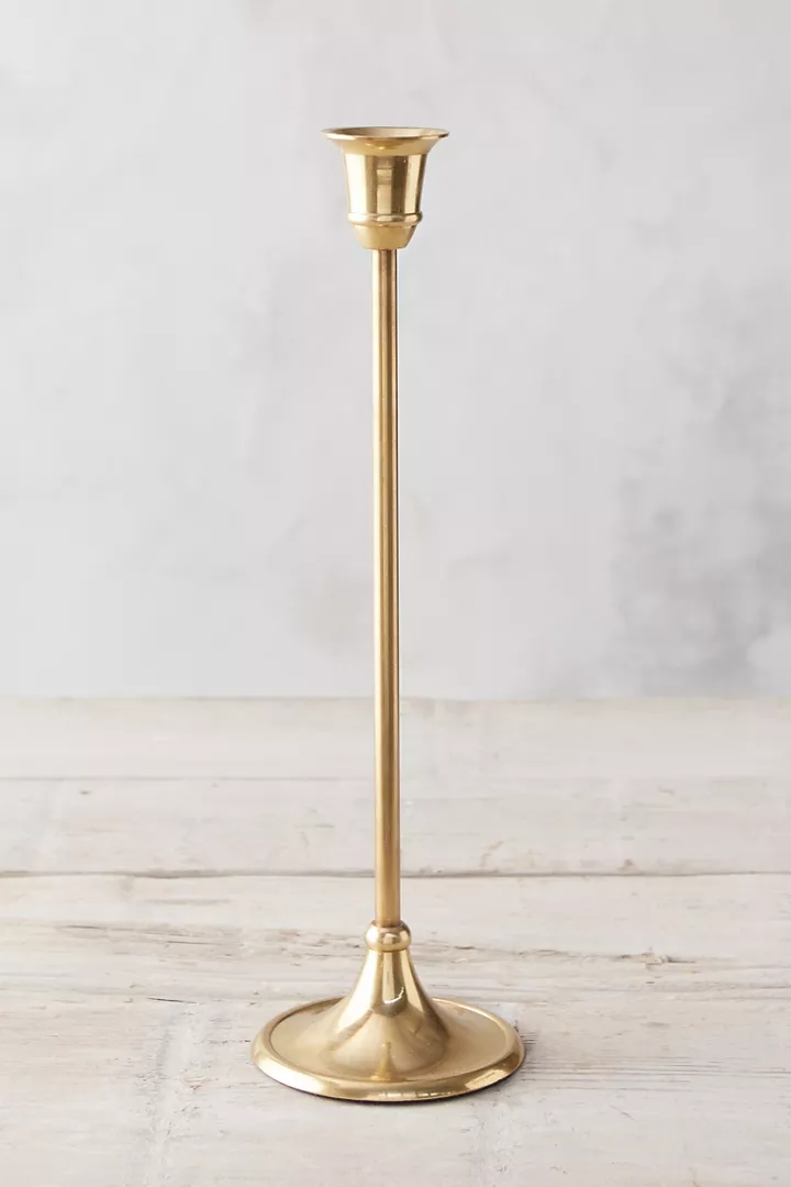 Terrain Antiqued Brass Candlestick, Tall