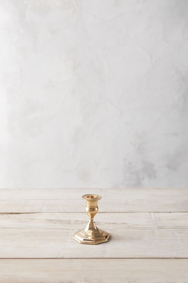 Antiqued Brass Candlestick, Low #1