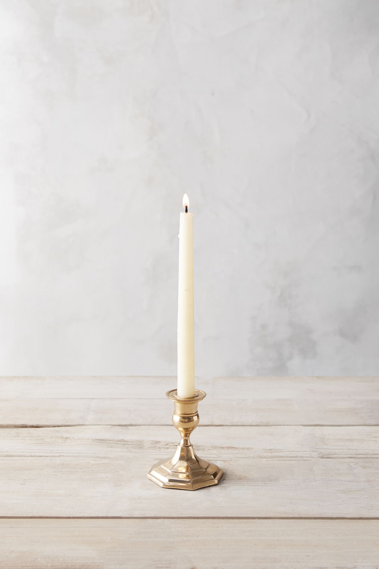 Antiqued Brass Candlestick, Low - Multi, One Size