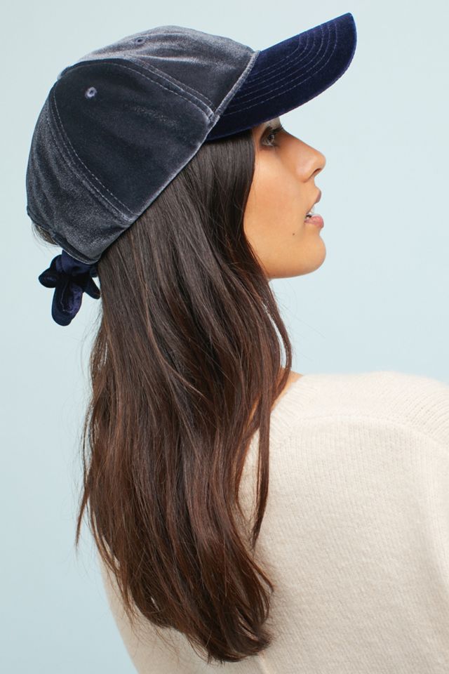 Velvet Tie-Back Baseball Cap #2