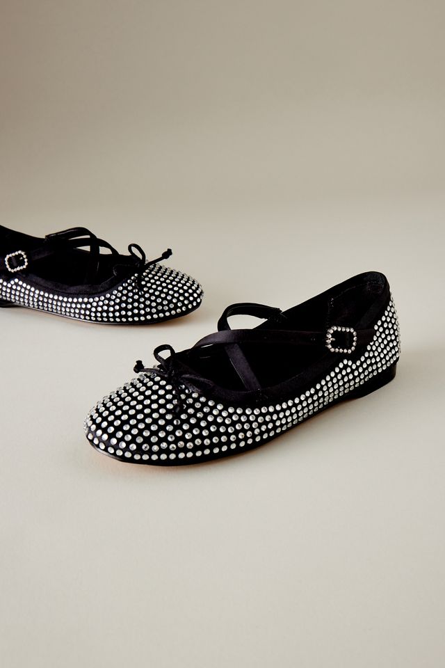 Circus NY Zuri Rhinestone Satin Strappy Ballet Flats #3