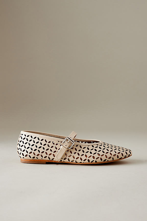 By Anthropologie Floral Cutout Leather Flat Pumps