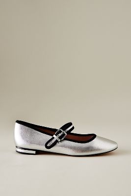 Shop Maeve Mary Jane Flat Pumps In Silver