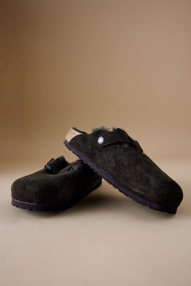Zoccoli Birkenstock Boston in Pelle Scamosciata con Shearling #3