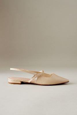 Shop Charles & Keith Pointed-toe Slingback Flats In Beige