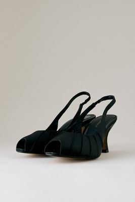 By Anthropologie Satin Ruched Peep-Toe Heels