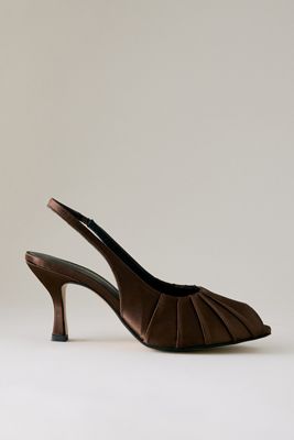 By Anthropologie Satin Ruched Peep-Toe Heels