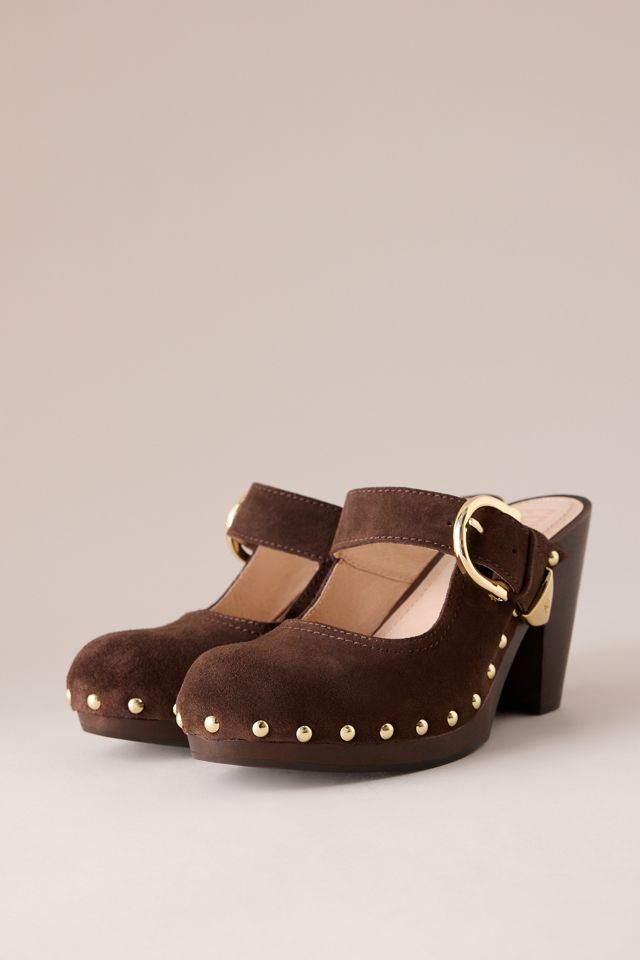 Frye Cindy Buckle Suede Heeled Clogs #1
