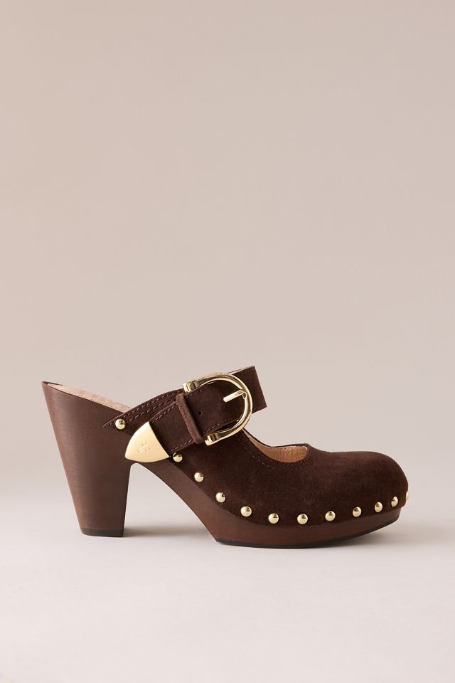 Frye Cindy Buckle Suede Heeled Clogs #2