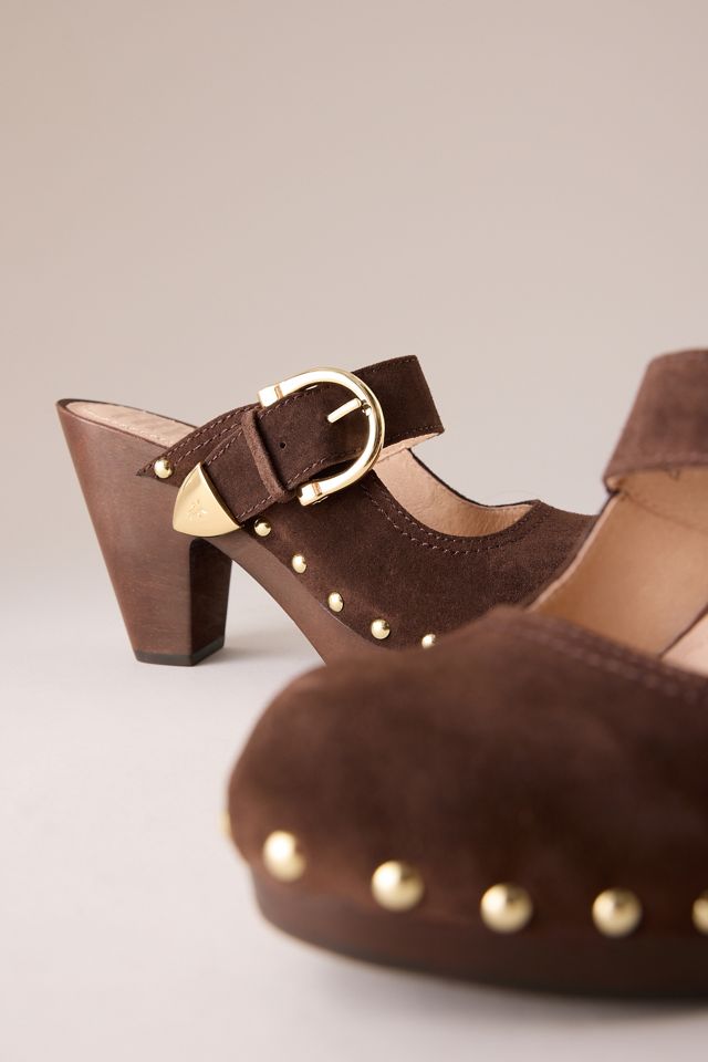 Frye Cindy Buckle Suede Heeled Clogs #3
