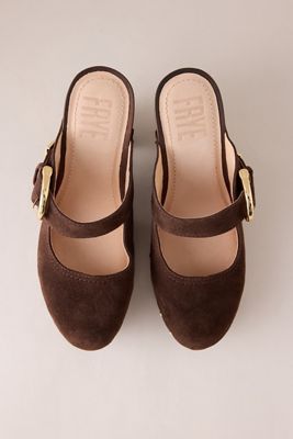 Sabots à talons en daim à boucle Cindy Frye