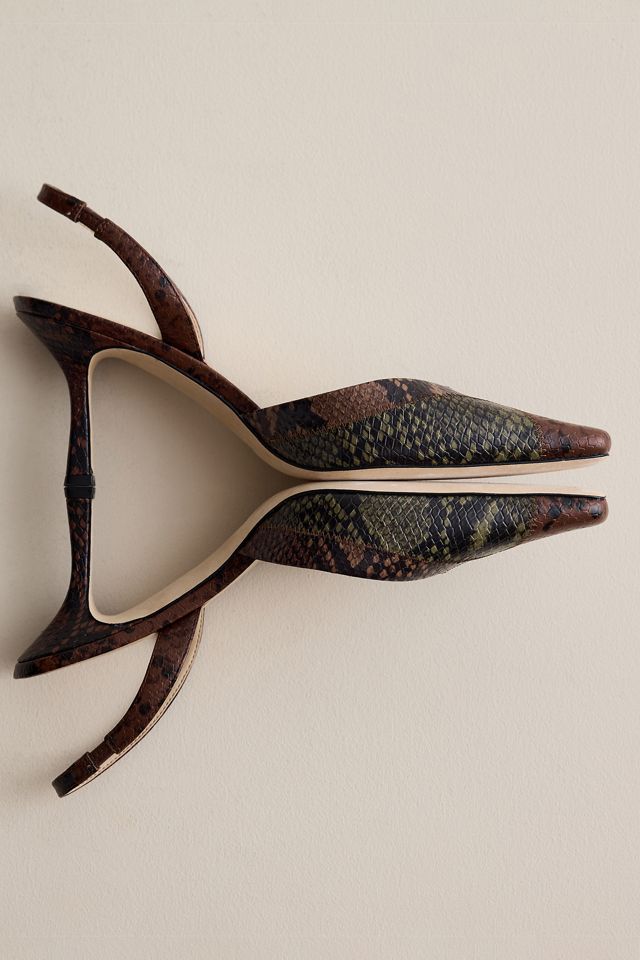 Tacones Slingback de Cuero con Estampado de Serpiente en Relieve Maeve #1