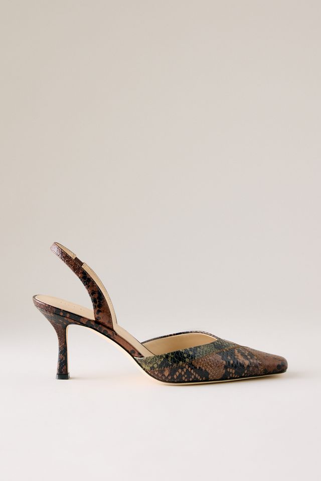 Tacones Slingback de Cuero con Estampado de Serpiente en Relieve Maeve #1