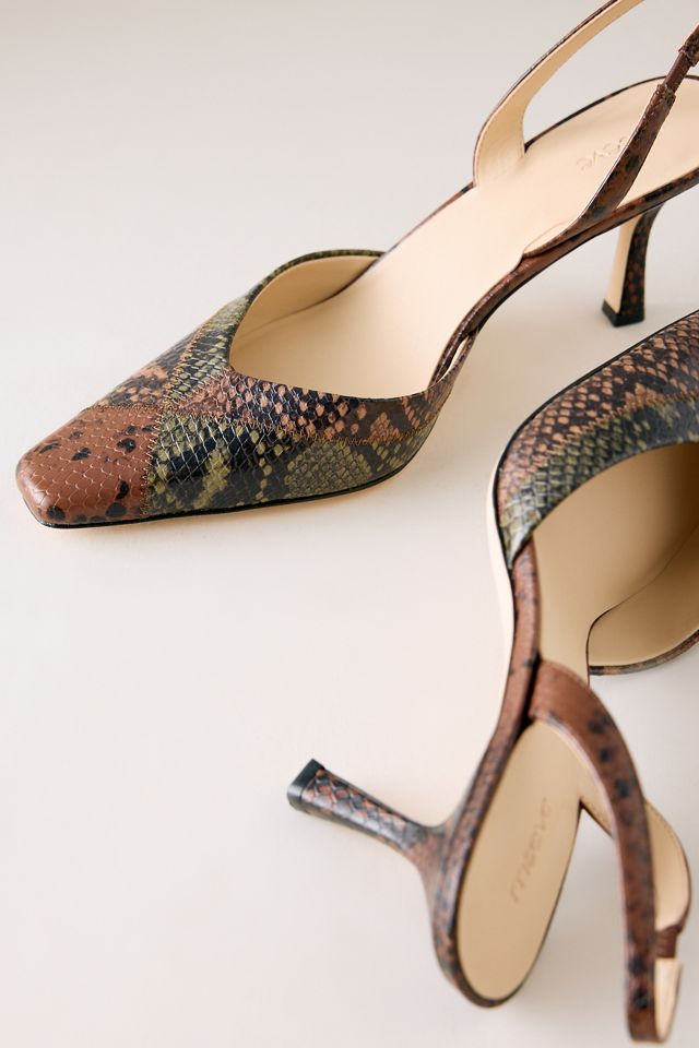 Tacones Slingback de Cuero con Estampado de Serpiente en Relieve Maeve #2