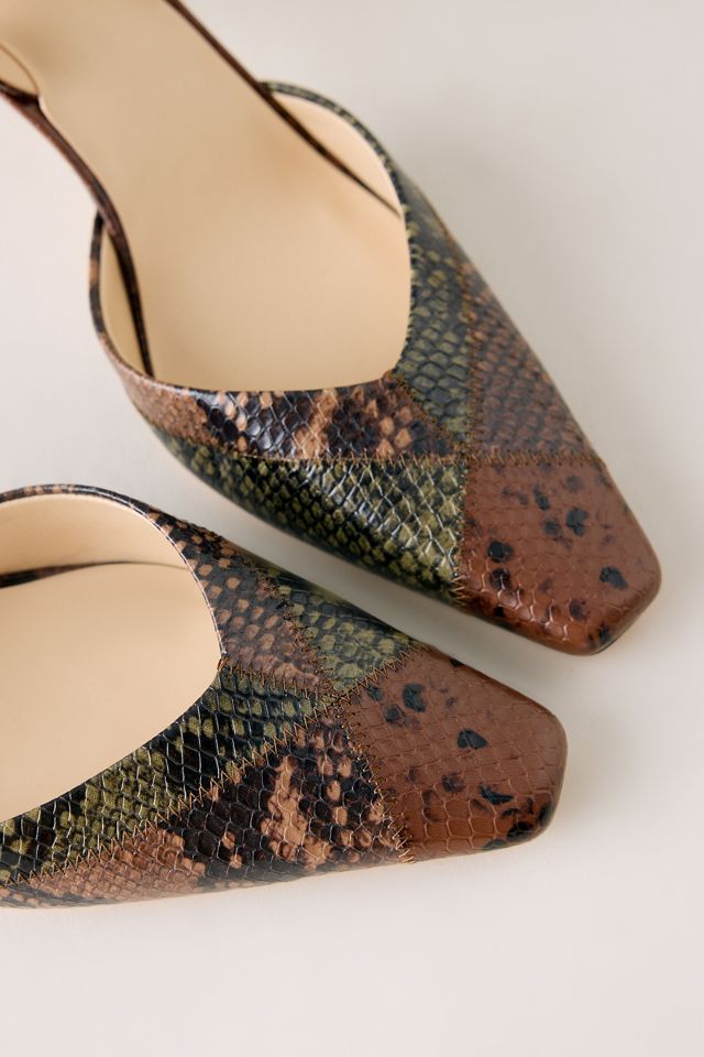 Tacones Slingback de Cuero con Estampado de Serpiente en Relieve Maeve #3