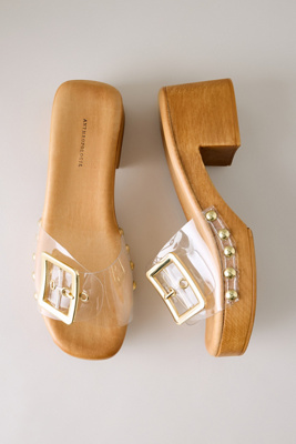 By Anthropologie Jelly Wooden Platform Sandals