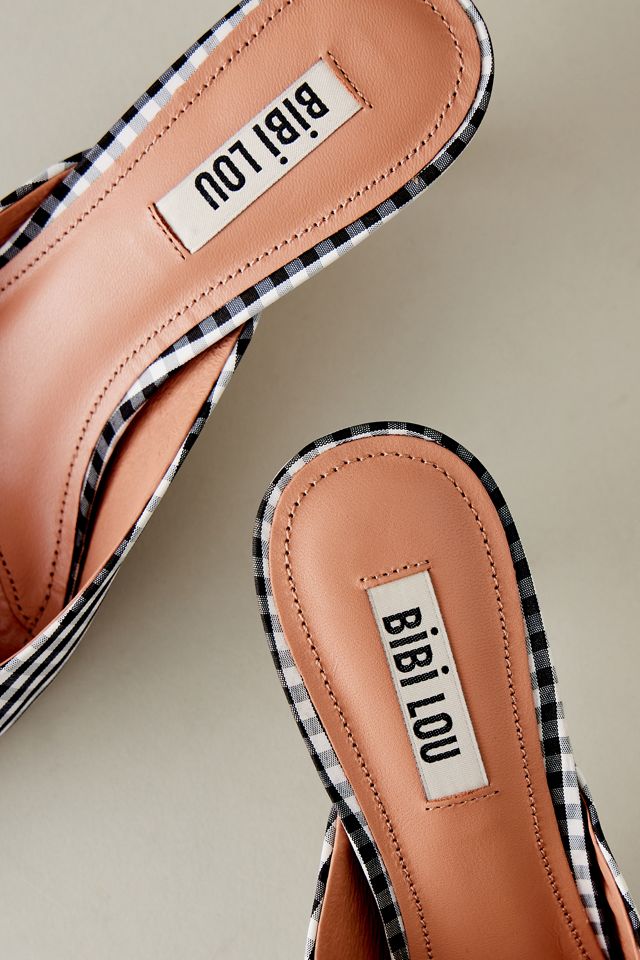 Bibi Lou Gingham Kitten-Heel Mules #2