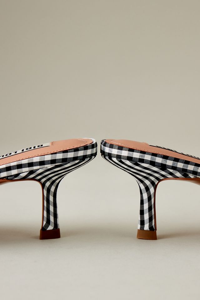 Bibi Lou Gingham Kitten-Heel Mules #3